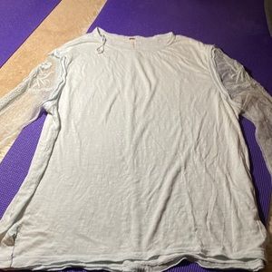 Free People Lace Sleeve Shirt